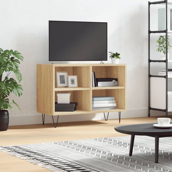 vidaXL TV Cabinet Sonoma oak Engineered wood, iron Medium TV Cabinet