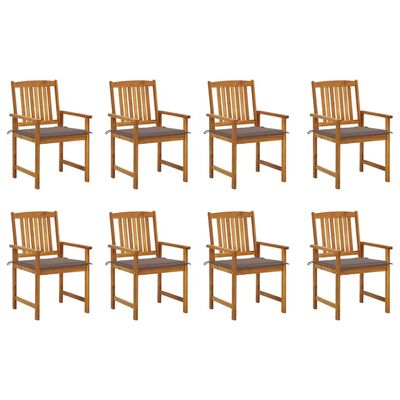 vidaXL Patio Chairs with Cushions 8 pcs Solid Acacia Wood