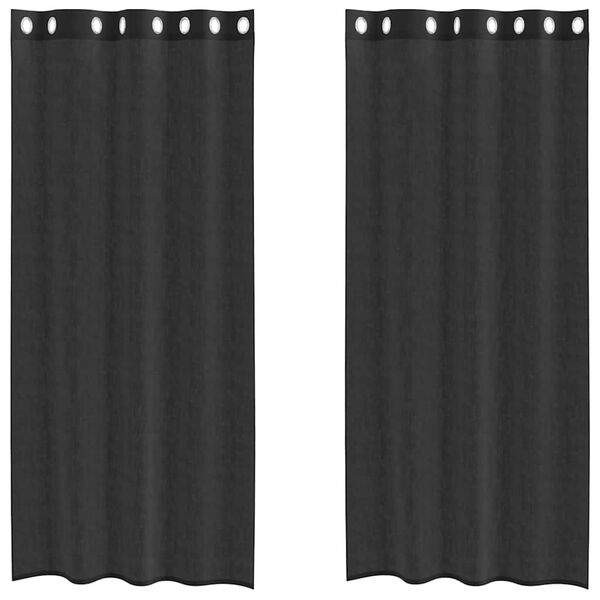 vidaXL Voile Curtains with Grommets 2 pcs Black 55.1x96.5"