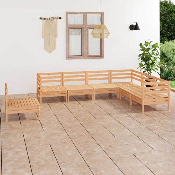 vidaXL Garden Lounge Set Natural Pine Solid pine wood 7 Piece Modular