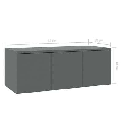 vidaXL TV Stand Gray 31.5"x13.4"x11.8" Engineered Wood