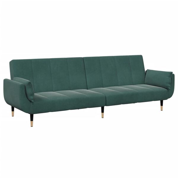 vidaXL Sofa Bed Dark Green Velvet, Wood, Metal Standard