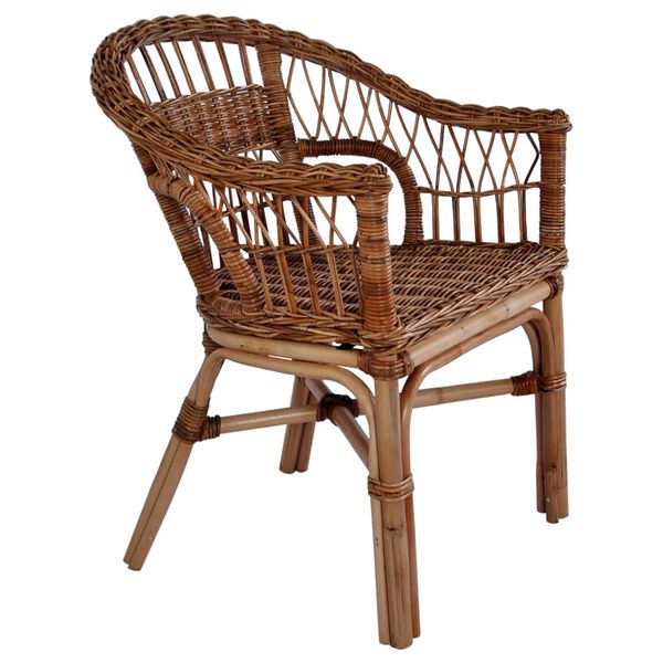 vidaXL Dining Chair Natural Brown Natural Rattan and Wood Medium Durable