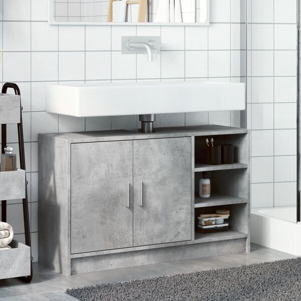 vidaXL Sink Cabinet Concrete gray Engineered wood Medium Sink Cabinet