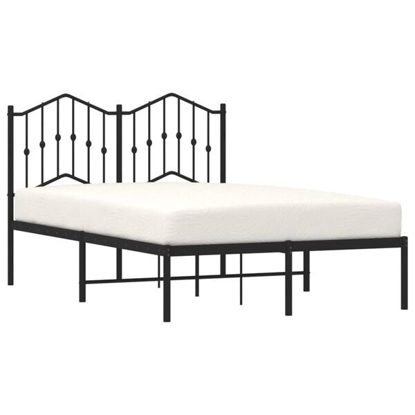 vidaXL Bed Frame Black Powder-Coated Steel 47.2x79 in Bed Frame
