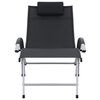 vidaXL Sun Lounger Black, Silver Textilene, Aluminum with Powder Coating