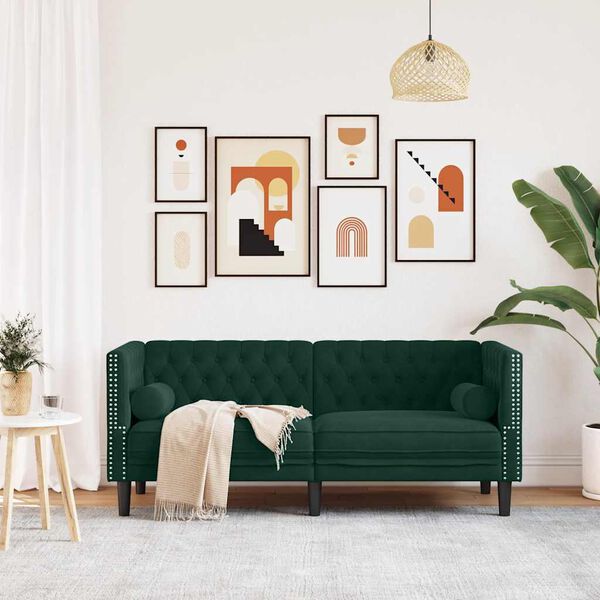 vidaXL Chesterfield Sofa Dark Green