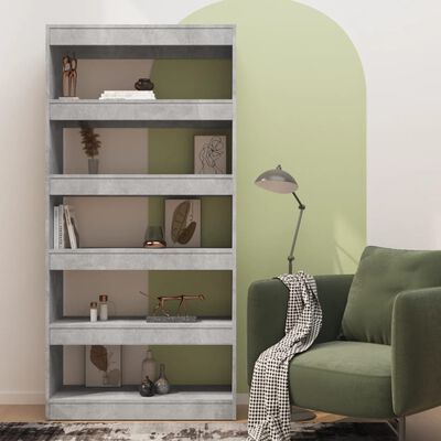 vidaXL Book Cabinet/Room Divider Concrete Gray 31.5"x11.8"x65.4" Engineered Wood