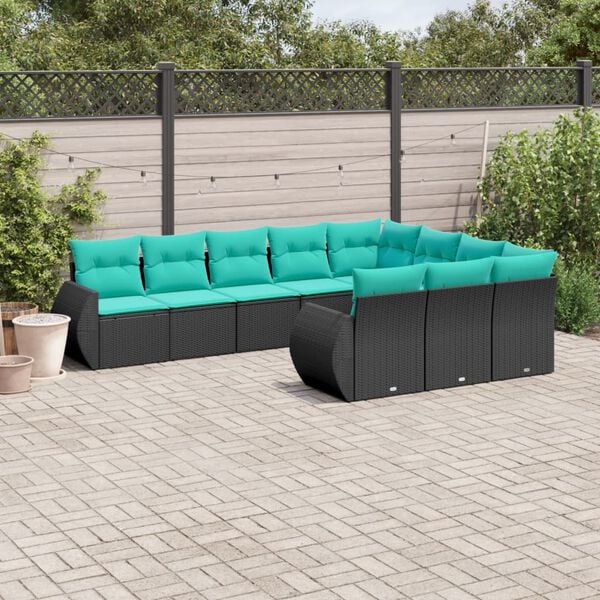 vidaXL Patio Sofa Set Black PE Rattan Large Modular Patio Sofa Set