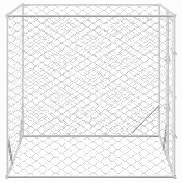 vidaXL Outdoor Dog Kennel Silver Galvanized steel 6.6 x 6.6 x 8.2 ft