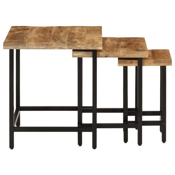 vidaXL Nesting Coffee Table Rough Mango and Black