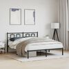 vidaXL Bed Frame Black Powder-Coated Steel King Bed Frame Rectangular
