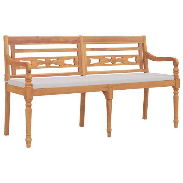 vidaXL Batavia Bench with Cushion 59.1 " Solid Wood Teak