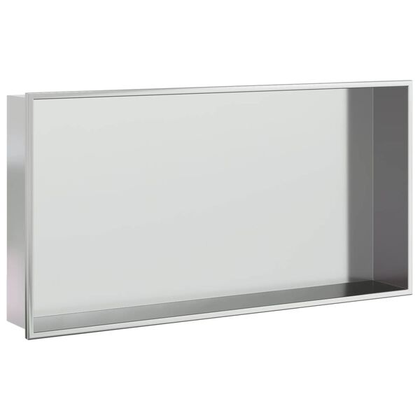 vidaXL Shower Niche Brushed Silver 24.4x12.6x3.5" Stainless Steel