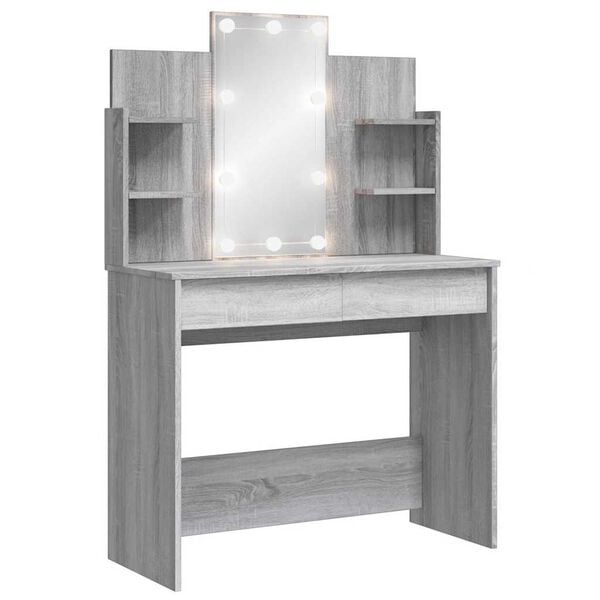 vidaXL Dressing Table Grey Sonoma Engineered wood, Glass Medium