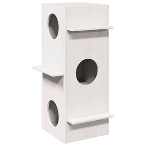 vidaXL Cat House White Solid pine wood Medium Durable Cat House