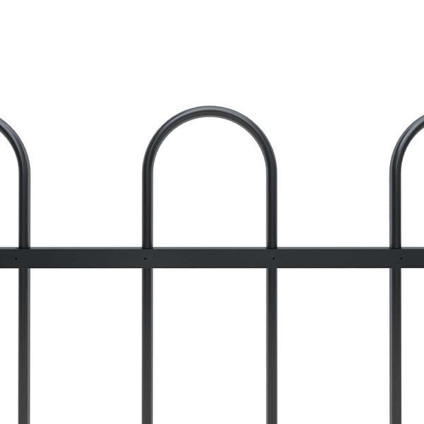 vidaXL Garden Fence with Hoop Top Steel 71.3" x 23.6" Black