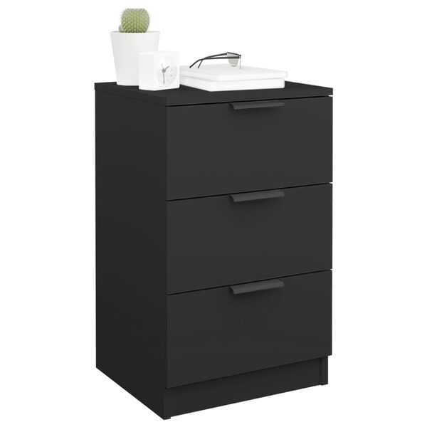 vidaXL Bedside Cabinet Set of 2 Black Engineered wood Medium