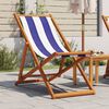 vidaXL Beach Chair Blue and white Solid eucalyptus wood and polyester fabric