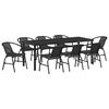 vidaXL Garden Dining Set 9 pcs Black Powder-Coated Steel
