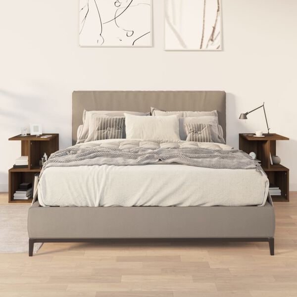 vidaXL Bedside Cabinet Set of 2 Brown Oak Engineered Wood