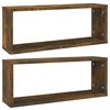 vidaXL Wall Cube Shelf Set of 2 Smoked Oak Engineered Wood
