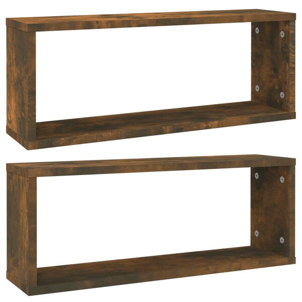 vidaXL Wall Cube Shelf Set of 2 Smoked Oak Engineered Wood