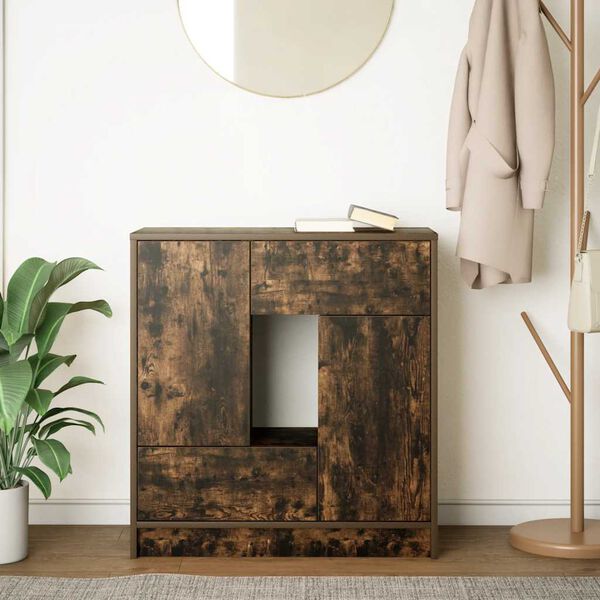 vidaXL Sideboard Smoked Oak Engineered Wood 27.8 x 13.4 x 29.3 in