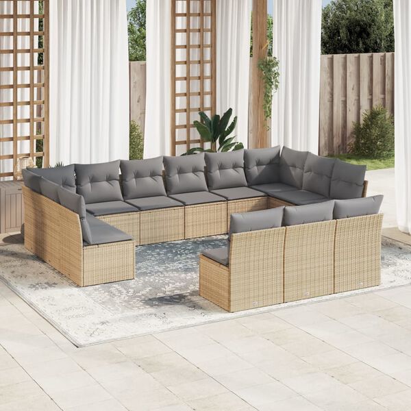 vidaXL Garden Sofa Set Beige, Light Grey