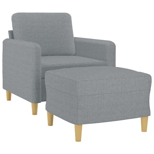 vidaXL Sofa Chair With Footstool Light Grey