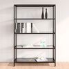 vidaXL Shelf Black and Transparent Tempered Glass, Powder-Coated Iron