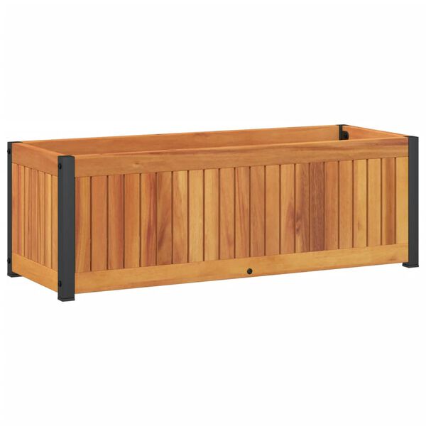 vidaXL Garden Planter 31.5"x11.8"x10.8" Solid Wood Acacia and Steel