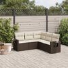 vidaXL Garden Sofa Set Brown PE Rattan Large Adjustable Feet