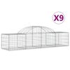 vidaXL Gabion Basket Set of 9 Silver Galvanized iron Large