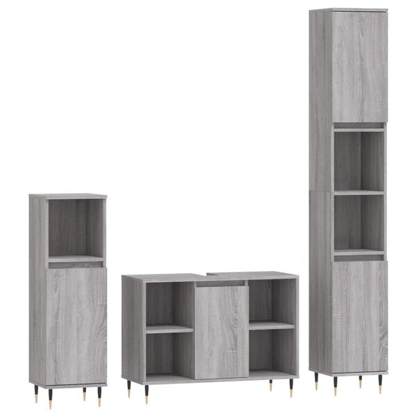 vidaXL Bathroom Furniture Set Grey Sonoma Engineered wood, iron Large
