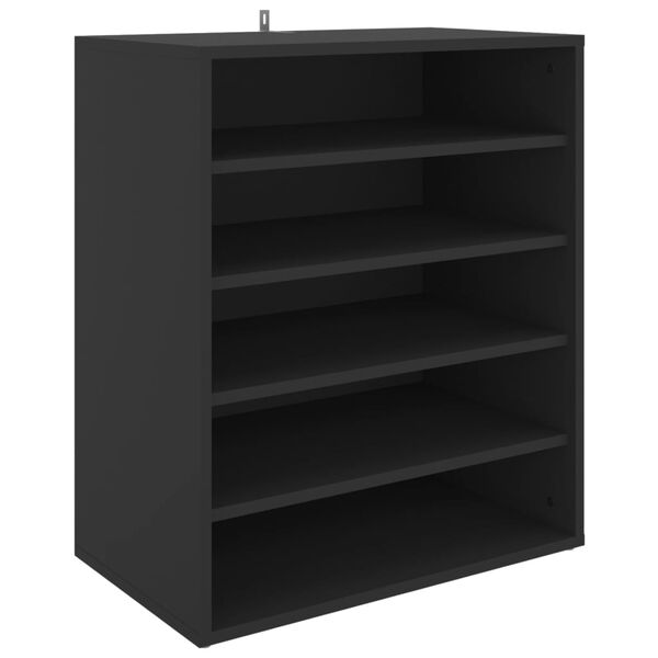 vidaXL Shoe Cabinet Black Engineered Wood Medium Storage Shoe Cabinet