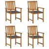 vidaXL Garden Chair Set of 4 Anthracite, natural wood