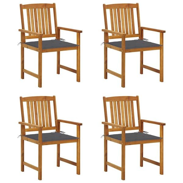vidaXL Garden Chair Set of 4 Anthracite, natural wood