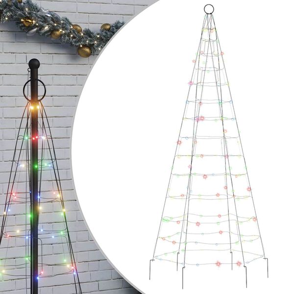 vidaXL LED Christmas Tree Colorful Copper, Iron 70.9 in height