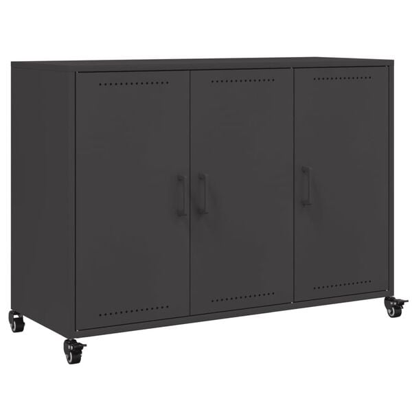 vidaXL Sideboard Black Cold-rolled steel Medium Cabinet Rectangular