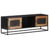 vidaXL TV Cabinet Natural Wood and Black Rough Mango Wood, Iron, MDF