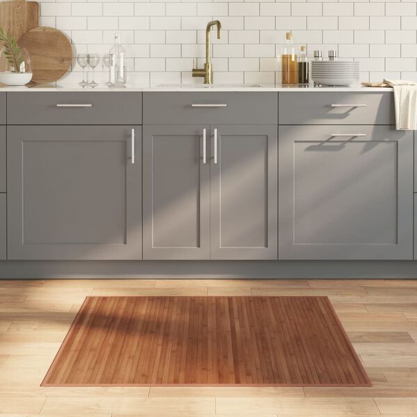 vidaXL Rug Brown Bamboo, Polypropylene 31.5x39.4 in