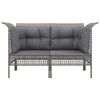 vidaXL Patio Corner Sofas with Cushions 2 pcs Grey Poly Rattan