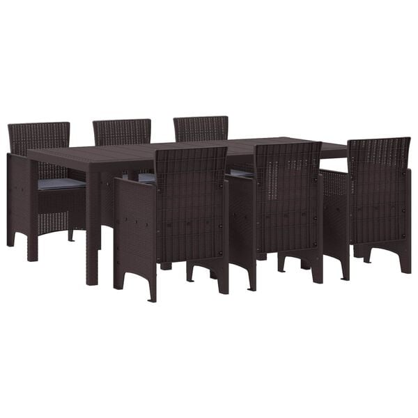 vidaXL Garden Dining Set 7 pcs Brown Polt rattan