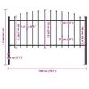vidaXL Garden Fence with Spear Top Steel 71.3"x29.5" Black