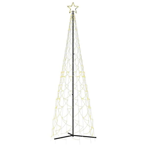 vidaXL Christmas Cone Tree Warm white Powder-coated steel 3 x 10 ft