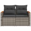 vidaXL Garden Sofa Grey PE Rattan, Powder-Coated Steel, Solid Acacia Wood