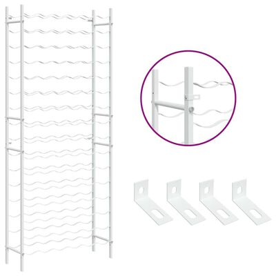 Dimension diagram of white wine rack showing height 157 cm (61.8 in), width 22 cm (8.7 in) and length 64 cm (25.2 in)