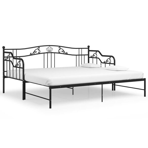 vidaXL Pull-out Sofa Bed Frame without Mattress Black Metal 90 x 78.7 "