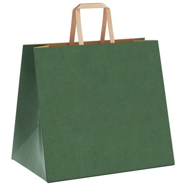 vidaXL Paper Bags 250 pcs with Handles Green 32x22x28 cm